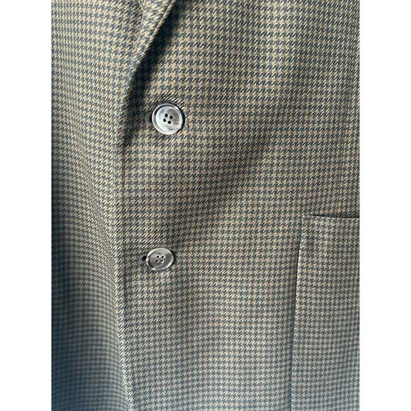 J Riggins Blazer Size 42L Brown Houndstooth Wool Blend Office Preppy - Picture 3 of 8